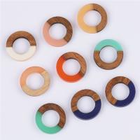 Original Holz Anhänger, mit Harz, Kreisring, Epoxidharzklebstoff, unisex & hohl, keine, 18x18mm, ca. 10PCs/Tasche, verkauft von Tasche