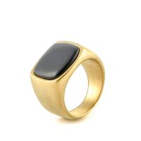 Acier titane bague, avec Pierre naturelle, Placage ionique sous vide, normes différentes pour le choix & pour homme, plus de couleurs à choisir, Vendu par PC