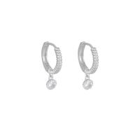 Huggie Hoop Drop Earring, Argent sterling 925, Placage, pavé de micro zircon & pour femme, plus de couleurs à choisir Vendu par PC