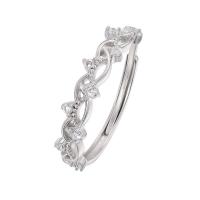 Befestigter Zirkonia Sterlingsilber Fingerring, 925er Sterling Silber, plattiert, Einstellbar & Micro pave Zirkonia & für Frau, keine, verkauft von PC