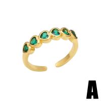 Cubic Zirconia Micro Pave Brass Finger Ring, gold color plated & micro pave cubic zirconia & for woman, green, 8mm 