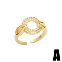 Cubic Zirconia Micro Pave Brass Finger Ring, gold color plated & micro pave cubic zirconia & for woman, 13mm 