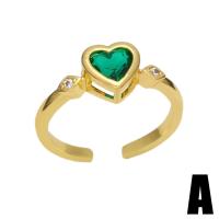 Cubic Zirconia Micro Pave Brass Finger Ring, gold color plated & micro pave cubic zirconia & for woman, green, 10mm 