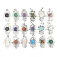 Gemstone Zinc Alloy Pendants, with Gemstone, Hand & Unisex 