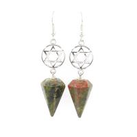 Gemstone Drop Earring, Zinc Alloy, with Gemstone, Conical & Unisex 