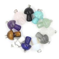 Gemstone Zinc Alloy Pendants, with Gemstone, mushroom & Unisex 