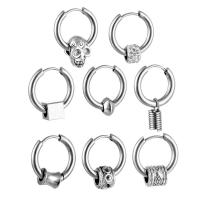 Huggie Hoop Drop Earring, acier inoxydable 316L, machine poli, bijoux de mode & unisexe & styles différents pour le choix, couleur originale, 2.5*12mm, Vendu par PC