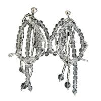 Pendientes Gota de Cristal, con aleación de zinc, chapado en color de plata, Joyería & para mujer, Cristal claro, 105mm, Vendido por Par