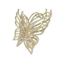 Hair Claw Clips, Zinc Alloy, with Plastic Pearl, Butterfly, gold color plated, fashion jewelry & for woman & with rhinestone, golden, 110mm 