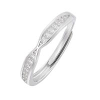 Ehepaar Fingerringe, 925er Sterling Silber, platiniert, Einstellbar & Micro pave Zirkonia, weiß, verkauft von PC