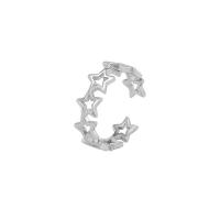 Plata de ley 925 Anillo de dedo Cuff, Estrella, chapado, Ajustable & para mujer & hueco, más colores para la opción, Vendido por UD