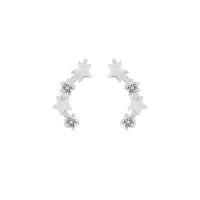 Silver Earring Zircon pavent Sterling, Argent sterling 925, Plaqué de platine, pavé de micro zircon & pour femme, blanc Vendu par PC