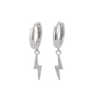 Huggie Hoop Drop Earring, Argent sterling 925, Symbole de la foudre, Placage, pavé de micro zircon & pour femme, plus de couleurs à choisir Vendu par PC