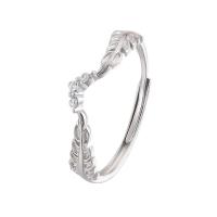 Befestigter Zirkonia Sterlingsilber Fingerring, 925er Sterling Silber, Federn, plattiert, Einstellbar & Micro pave Zirkonia & für Frau, keine, verkauft von PC