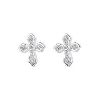 Silver Earring Zircon pavent Sterling, Argent sterling 925, croix, Placage, pavé de micro zircon & pour femme, plus de couleurs à choisir Vendu par PC