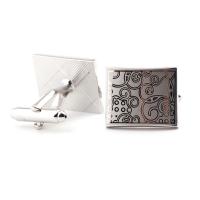 Brass Cufflinks, Rectangle, platinum color plated, Laser & for man 