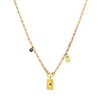 Stainless Steel Jewelry Necklace, 316L Stainless Steel, with 1.96inch extender chain, Evil Eye, 18K gold plated, box chain & for woman & hollow Approx 16.1 Inch 