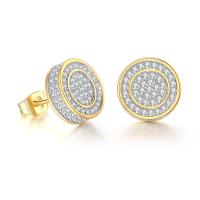 Cubic Zirconia Micro Pave Brass Earring, Geometrical Pattern, plated, micro pave cubic zirconia & for man 