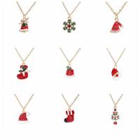 Joyería de la Navidad del collar del suéter, aleación de zinc, chapado en color dorado, Joyas de Navidad & diferentes estilos para la opción & micro arcilla de zirconia cúbica & para mujer & esmalte, longitud:15.75 Inch, Vendido por UD