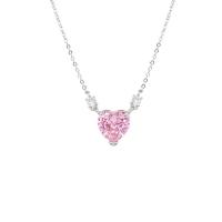 Collier de bijoux de titane, Acier titane, avec zircon cubique, avec 5cm chaînes de rallonge, coeur, bijoux de mode & réglable & pour femme, rose Environ 42 cm, Vendu par PC