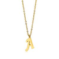 Titanium Steel Jewelry Necklace, with 5cm extender chain, Alphabet Letter, Vacuum Ion Plating, fashion jewelry & letters are from A to Z & Unisex & adjustable golden cm 