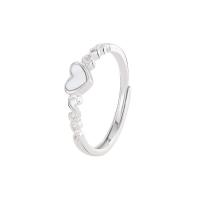 Anillo de Plata Ley, Plata de ley 925, con Nácar, Corazón, chapado, Ajustable & para mujer, más colores para la opción, Vendido por UD