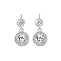 Silver Earring Zircon pavent Sterling, Argent sterling 925, Plaqué de platine, pavé de micro zircon & pour femme, blanc Vendu par PC