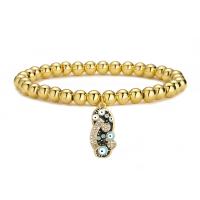 Cubic Zirconia Micro Pave Brass Bracelet, Slipper, 18K gold plated, evil eye pattern & micro pave cubic zirconia & for woman & enamel 