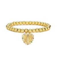 Cubic Zirconia Micro Pave Brass Bracelet, 18K gold plated, micro pave cubic zirconia & for woman 240mm 