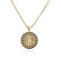 Collier en laiton cubique Zircon Micro Pave, Plat rond, Plaqué or 18K, pavé de micro zircon & pour femme, plus de couleurs à choisir Environ 17.7 pouce, Vendu par PC