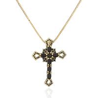 Collier en laiton cubique Zircon Micro Pave, croix, Plaqué or 18K, pavé de micro zircon & pour femme, plus de couleurs à choisir Environ 17.7 pouce, Vendu par PC