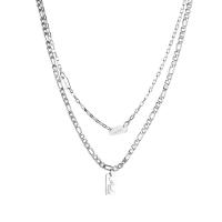 Stainless Steel Jewelry Necklace, 304 Stainless Steel, with 1.96inch extender chain, Double Layer & for woman, original color, 13mm Approx 14.5 Inch, Approx  15.7 Inch 