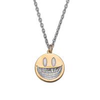 Stainless Steel Jewelry Necklace, 316L Stainless Steel, with 1.96inch extender chain, Smiling Face, Vacuum Ion Plating, Unisex & oval chain Approx 23.6 Inch 