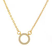 Collier en laiton cubique Zircon Micro Pave, Rond, Placage de couleur d'or, bijoux de mode & pavé de micro zircon & pour femme, doré cm, Vendu par PC