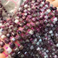 Plum Blossom Tourmaline Beads, with Seedbead, Cube, polished, DIY & faceted, 6-7mm cm 