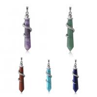 Gemstone Zinc Alloy Pendants, with Gemstone, fashion jewelry & Unisex 