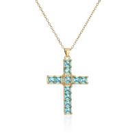 Collier en laiton cubique Zircon Micro Pave, croix, Plaqué or 18K, pavé de micro zircon & pour femme, plus de couleurs à choisir Environ 17.7 pouce, Vendu par PC