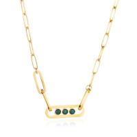 Collier de bijoux de titane, Acier titane, avec Pierre naturelle, Plaqué d'or 14K, bijoux de mode & pour femme, plus de couleurs à choisir, 470mm, Vendu par PC