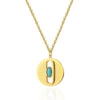 Collier de bijoux de titane, Acier titane, avec Pierre naturelle, Plaqué d'or 14K, bijoux de mode & pour femme, plus de couleurs à choisir, 18mm cm, Vendu par PC