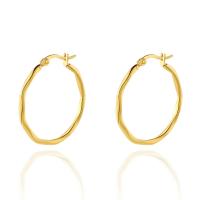 Acier titane boucle d'oreille cercle, Plaqué d'or 14K, bijoux de mode & pour femme, Or, 32mm, Vendu par paire