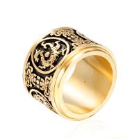 Partículas de acero anillo, Recubrimiento iónico al vacío, rotativo & diverso tamaño para la opción & para hombre & ennegrezca, dorado, 17mm, Vendido por UD