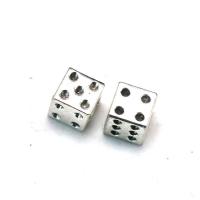 Perles de gros trou en alliage de zinc, cubesdé à jouer, Plaqué de couleur d'argent, DIY Vendu par PC