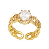 Cubic Zirconia Micro Pave Brass Finger Ring, high quality gold color plated, micro pave cubic zirconia & for woman 10mm 