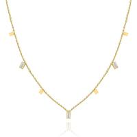 Collier de bijoux de titane, Acier titane, Plaqué d'or 14K, pavé de micro zircon & pour femme, plus de couleurs à choisir, 390mm, Vendu par PC