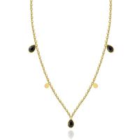 Collier de bijoux de titane, Acier titane, Plaqué d'or 14K, pavé de micro zircon & pour femme, plus de couleurs à choisir, 395mm, Vendu par PC