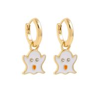 Huggie Hoop Drop Earring, Zinc Alloy, gold color plated & for woman & enamel 30mm 