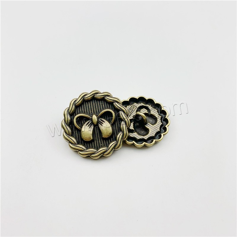 Zinc Alloy Shank Button, Round, plated, bowknot design & DIY & different size for choice, more colors for choice, Sold By PC