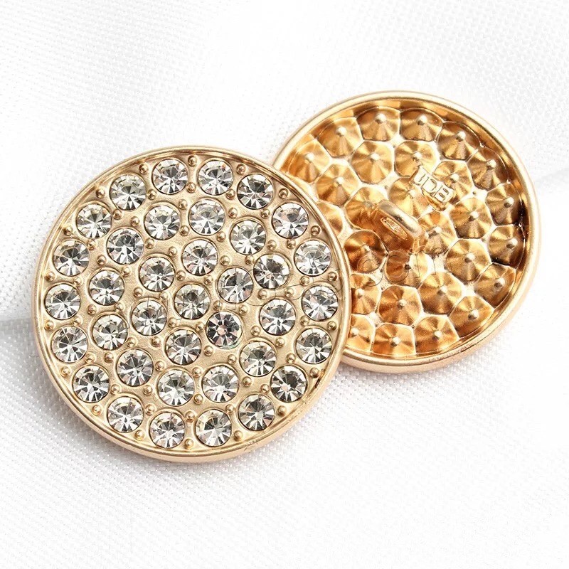 Zinc Alloy Shank Button, Round, plated, DIY & different size for choice & with rhinestone, more colors for choice, Sold By PC