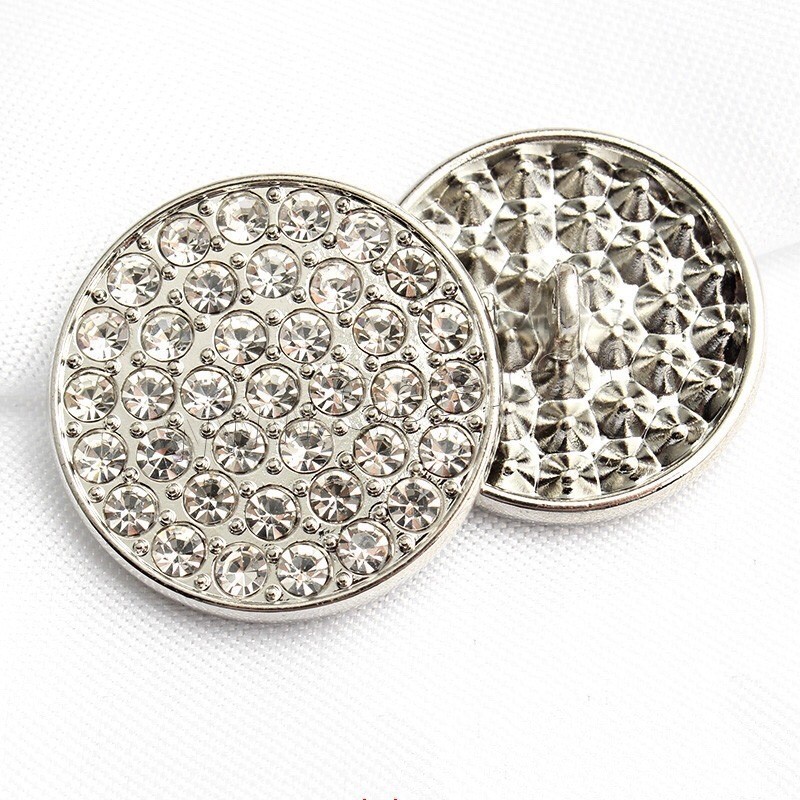 Zinc Alloy Shank Button, Round, plated, DIY & different size for choice & with rhinestone, more colors for choice, Sold By PC