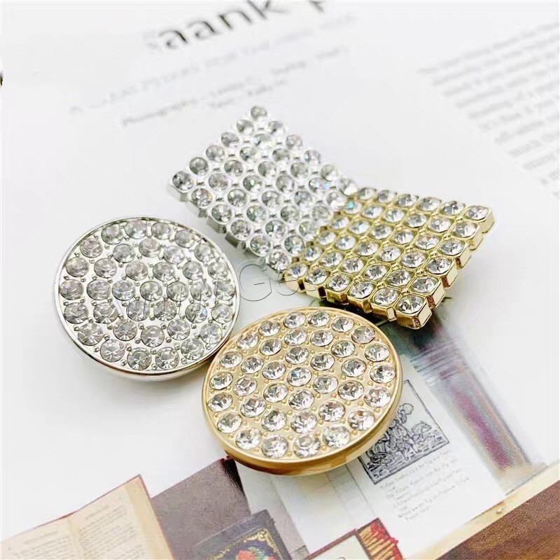 Zinc Alloy Shank Button, Round, plated, DIY & different size for choice & with rhinestone, more colors for choice, Sold By PC